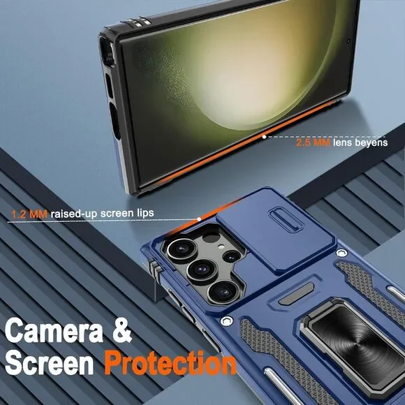 Phone Case For Galaxy S23 Ultra 6.8" With Kickstand & Camera Lens Cover - Picture 7 of 12